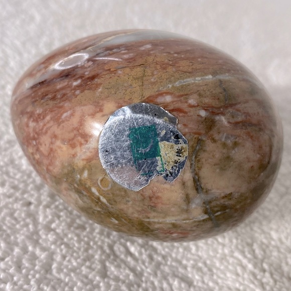 Vintage Brecchiated Jasper Polished Red Jasper Stone Egg Flat Bottom Paper Wght - Picture 4 of 10